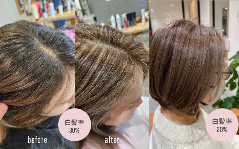 カット＋白髪ボカシハイライト＋ファッショングレイカラー